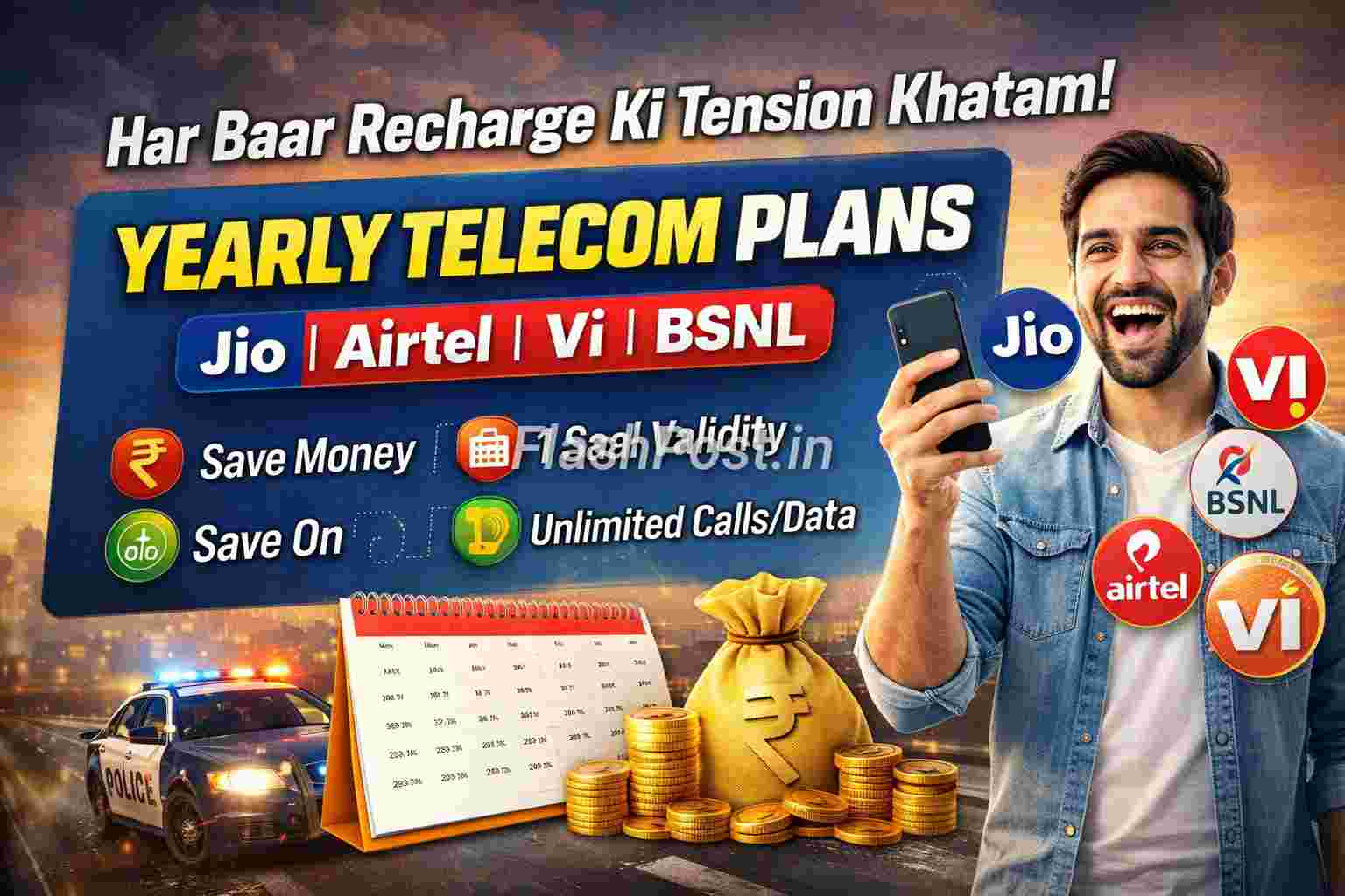 Saal Bhar Ki Tension Khatam! Jio, Airtel, Vi, BSNL Ke Best Yearly Plans Aur Monthly Comparison