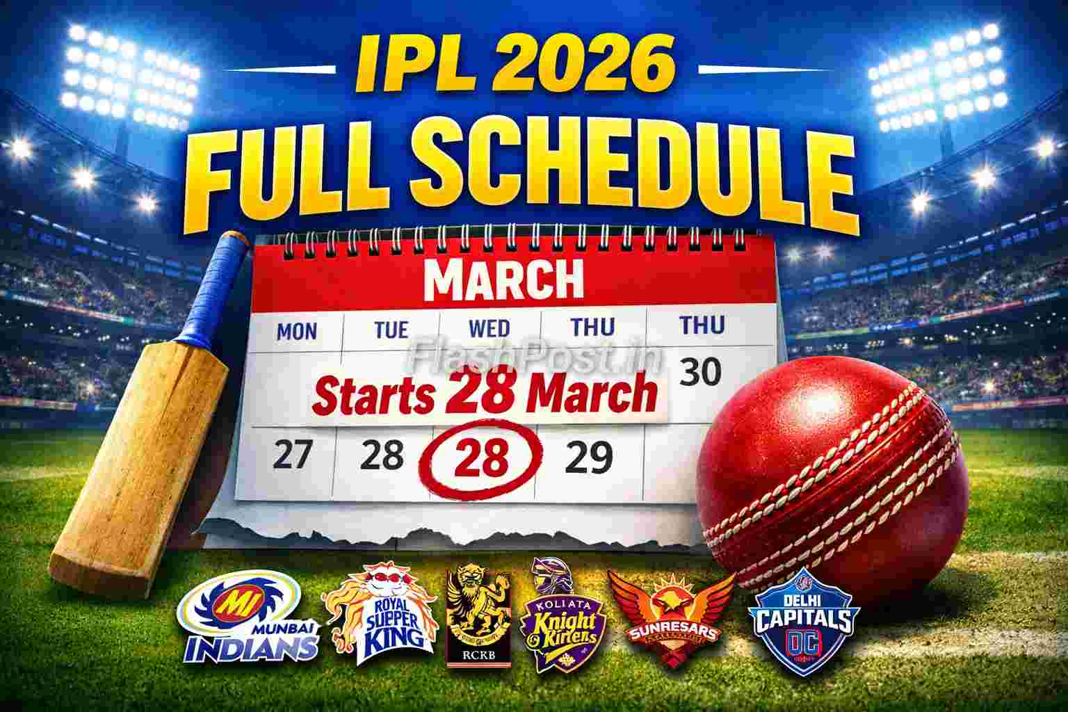 IPL 2026 Ka Dhamakedaar Schedule Aagaya! Kal Se Shuru Ho Rahe Hain Matches, Poora Timetable Yahaan Dekho!