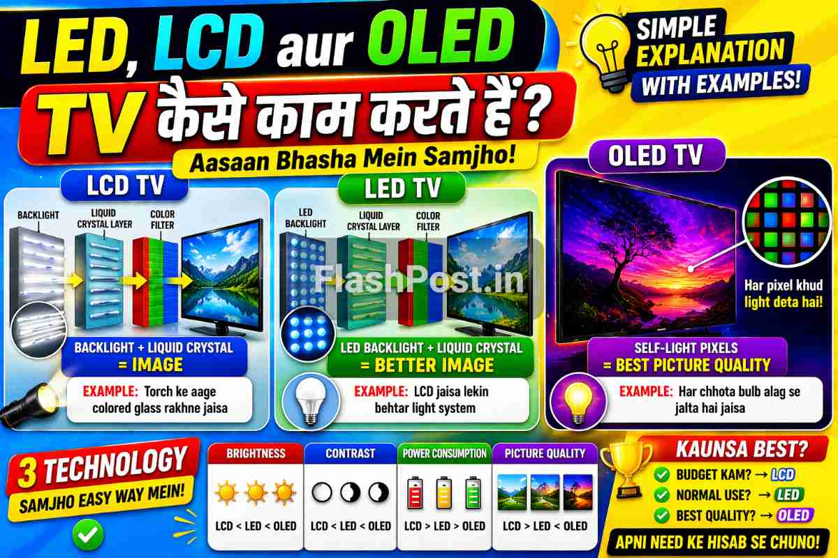 LED, LCD Aur OLED TV Kaise Kaam Karte Hain?