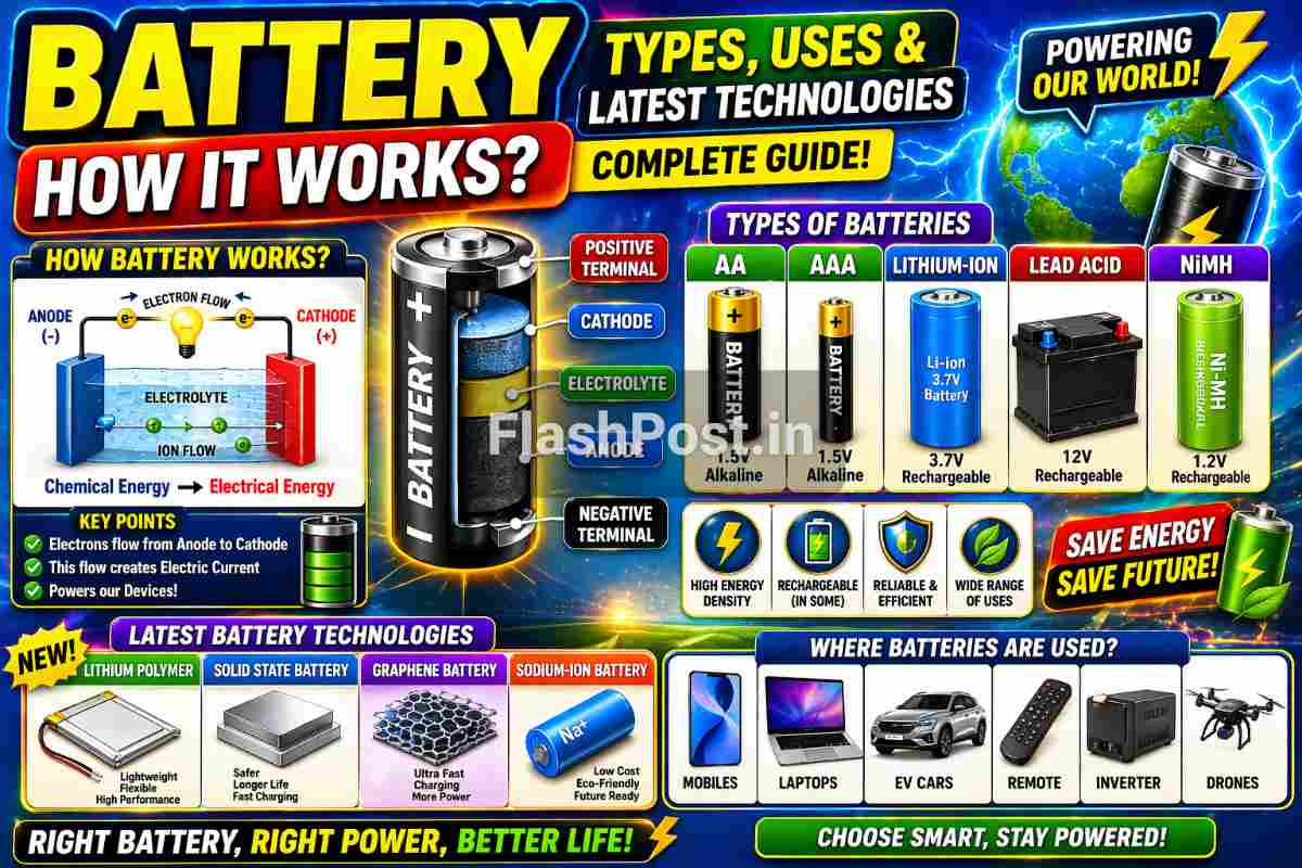 Battery Kaise Kaam Karti Hai? AA, AAA, Lithium Aur Latest Battery Types – Full Guide